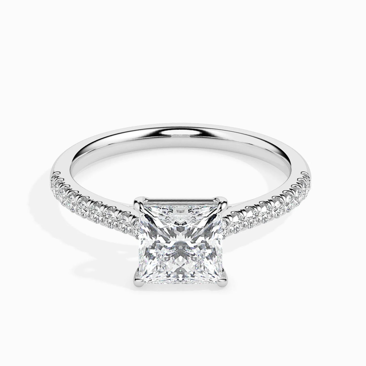 1ct Princess Lab Diamond Hermit Solitaire Ring