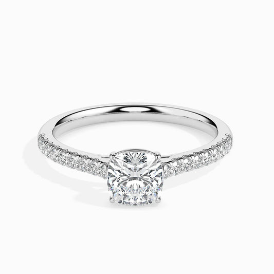 1ct Cushion Lab Diamond Solo Solitaire Ring