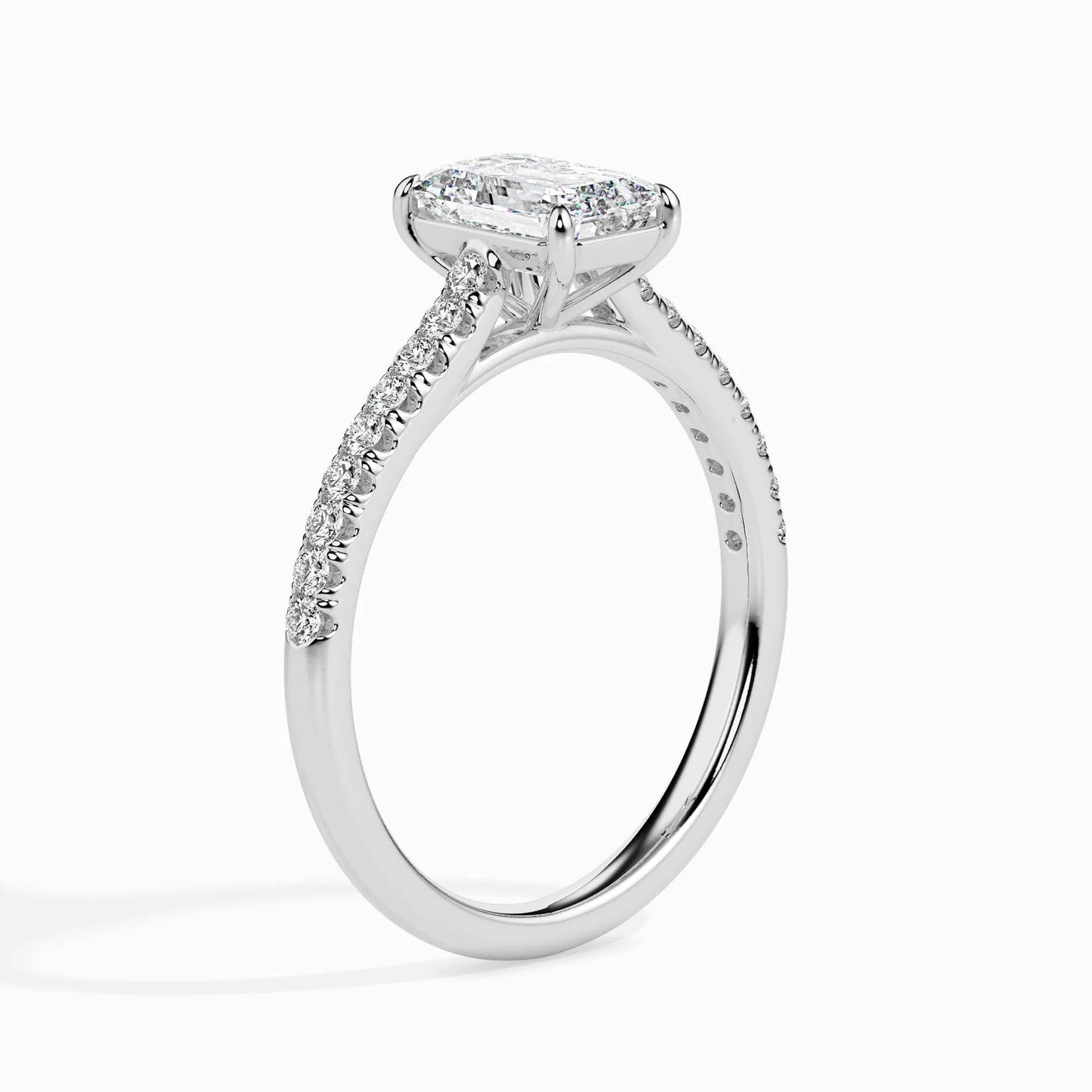 50 Pointer Emerald Lab Diamond Bingle Solitaire Ring