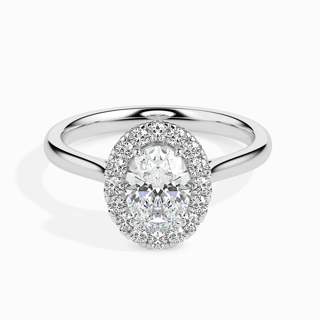 Actual 1ct Oval Halo Lab Diamond Ring