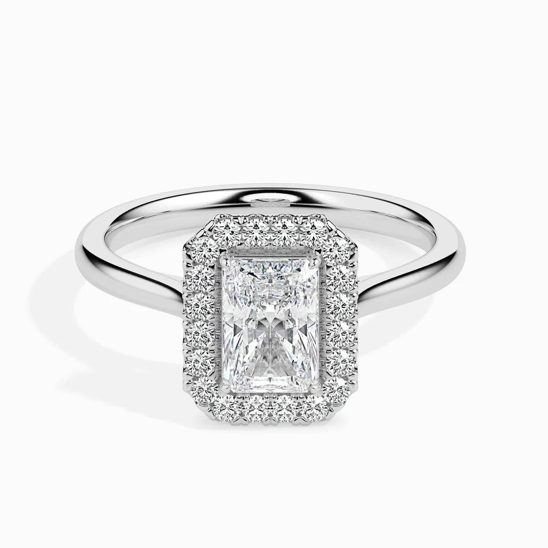 Fictile Halo 1ct Radiant Lab Diamond Ring