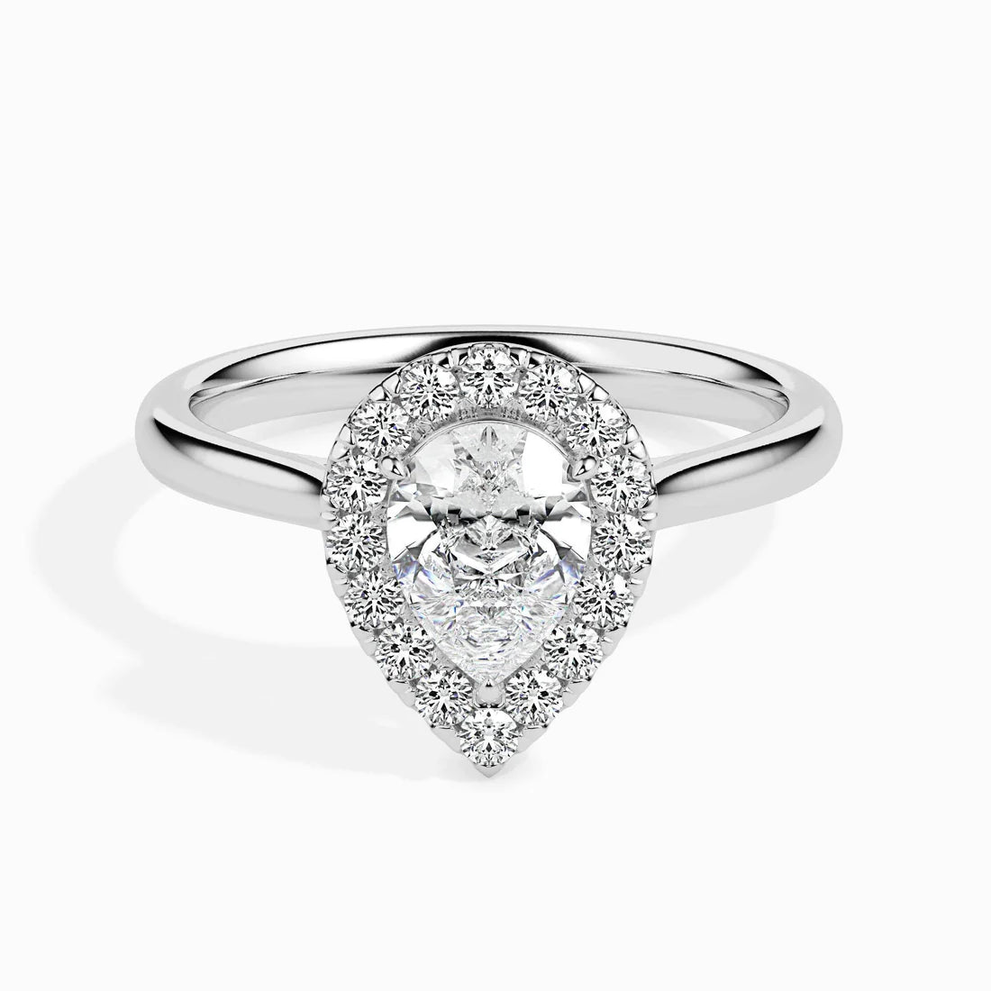 50 Pointer Pear Halo Lab Diamond Sprico Ring