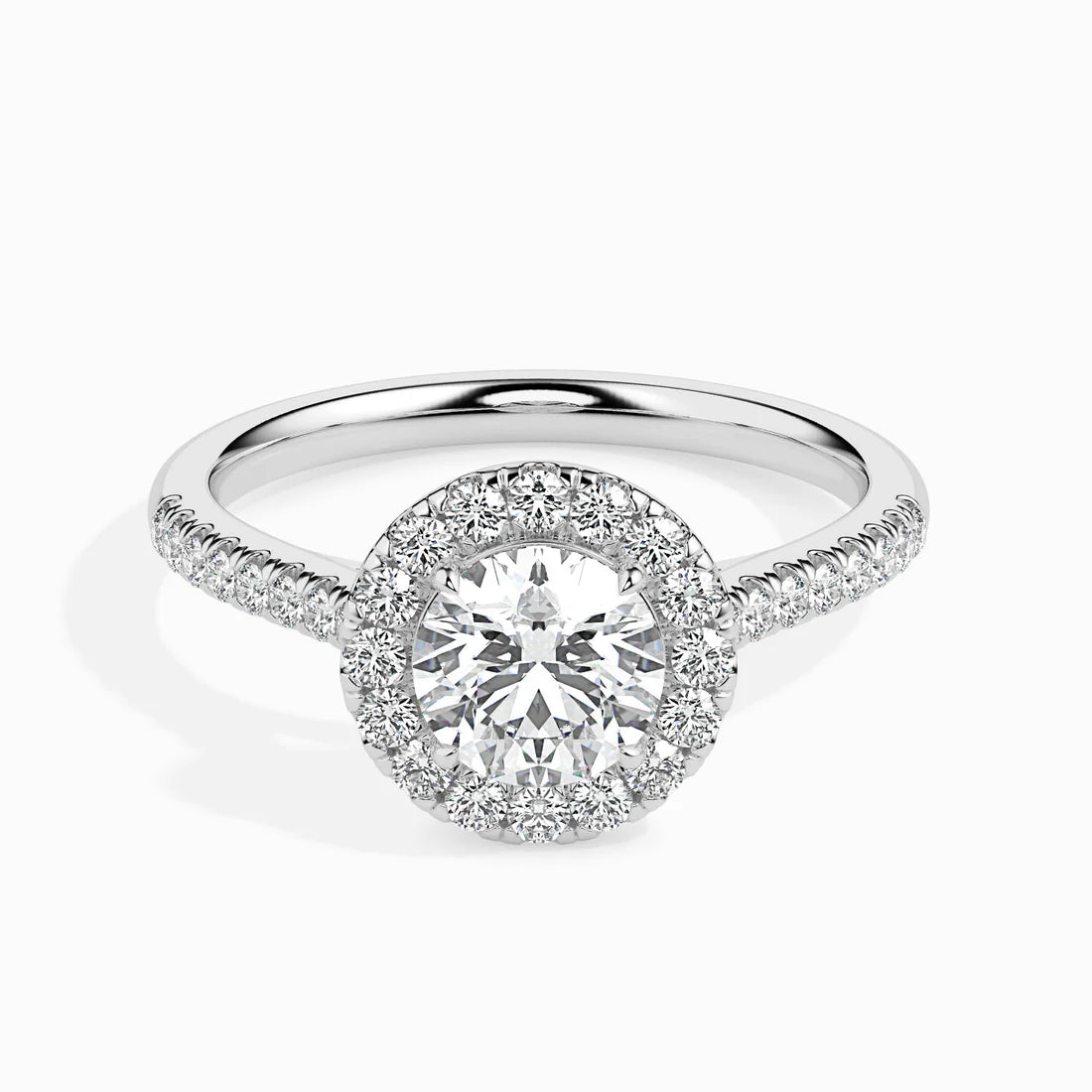 50 Pointer Round Halo Lab Diamond Sage Ring