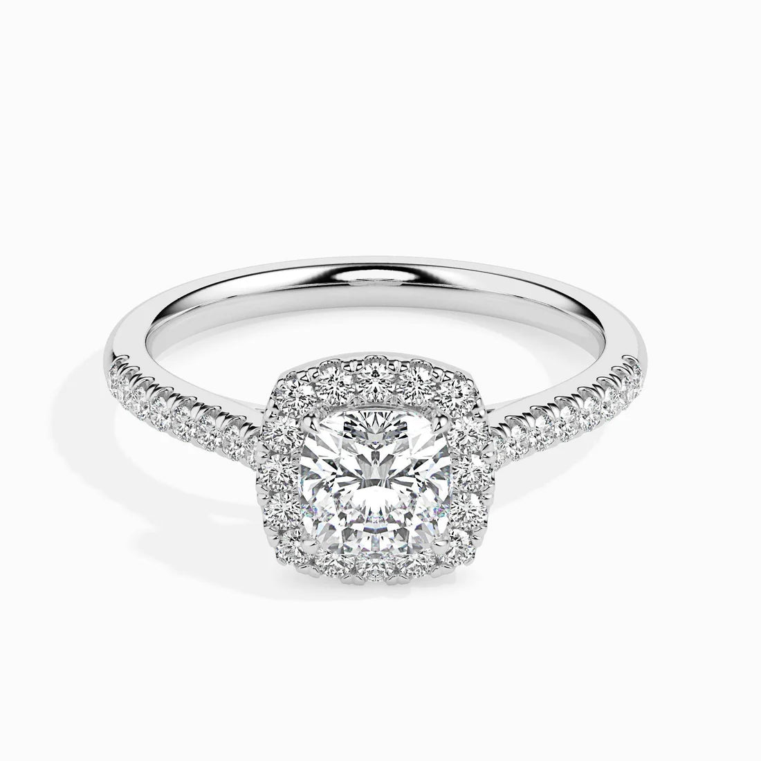 1ct Cushion Halo Lab Diamond Stretch Ring