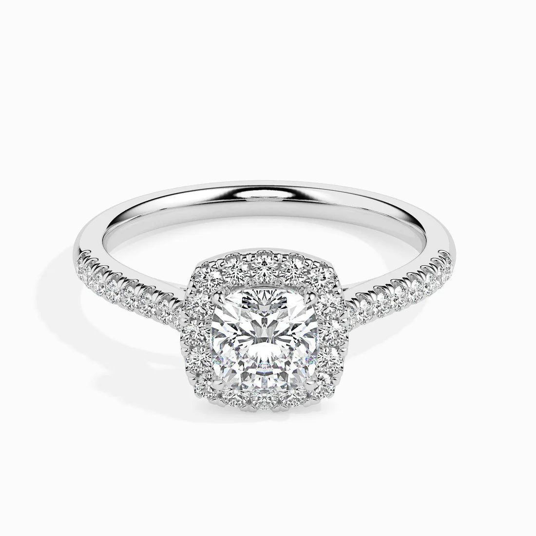 Stretch 1ct Cushion Halo Lab Diamond Ring