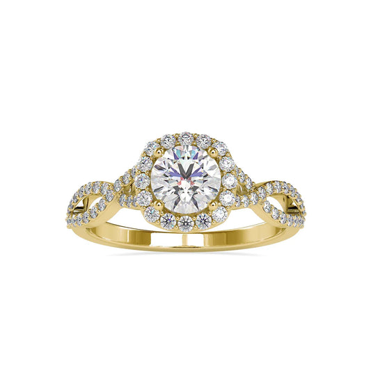 Entangled Halo 0.80 Pointer Round Lab Diamond Ring
