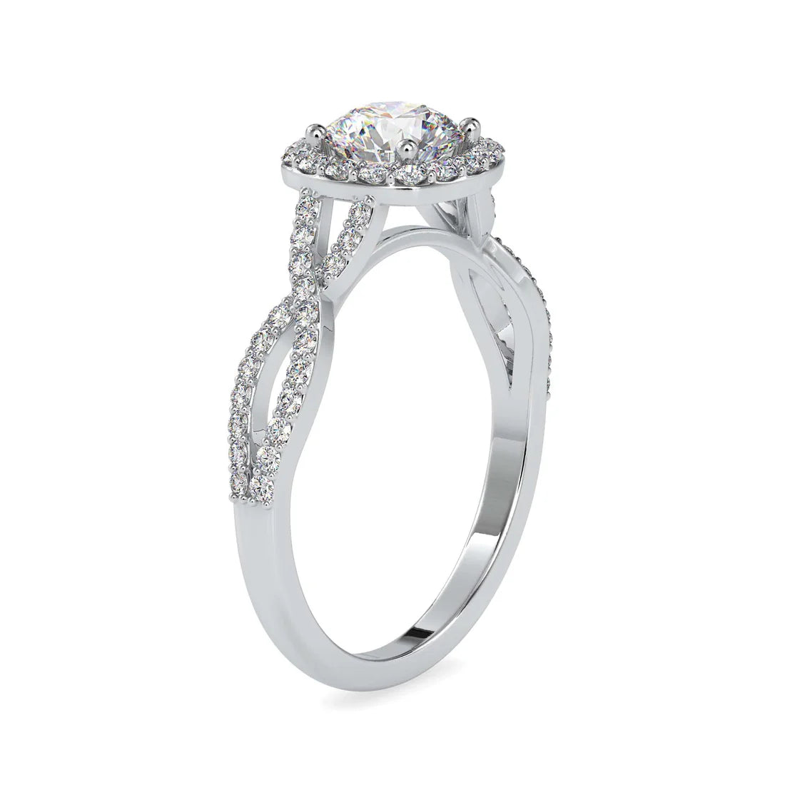 Entangled Halo 0.80 Pointer Round Lab Diamond Ring