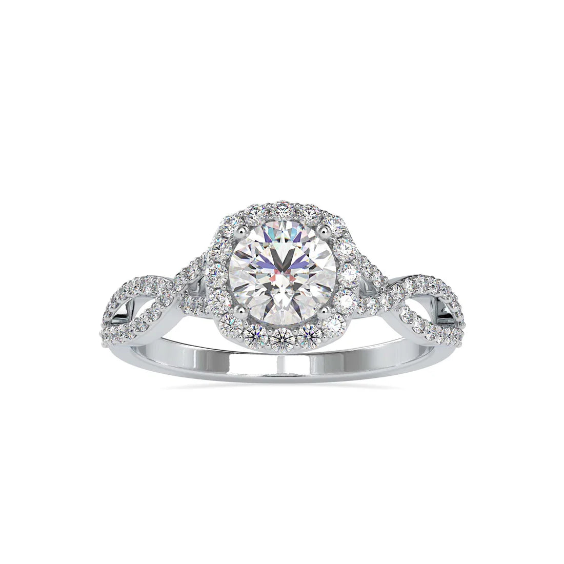 Entangled Halo 0.80 Pointer Round Lab Diamond Ring