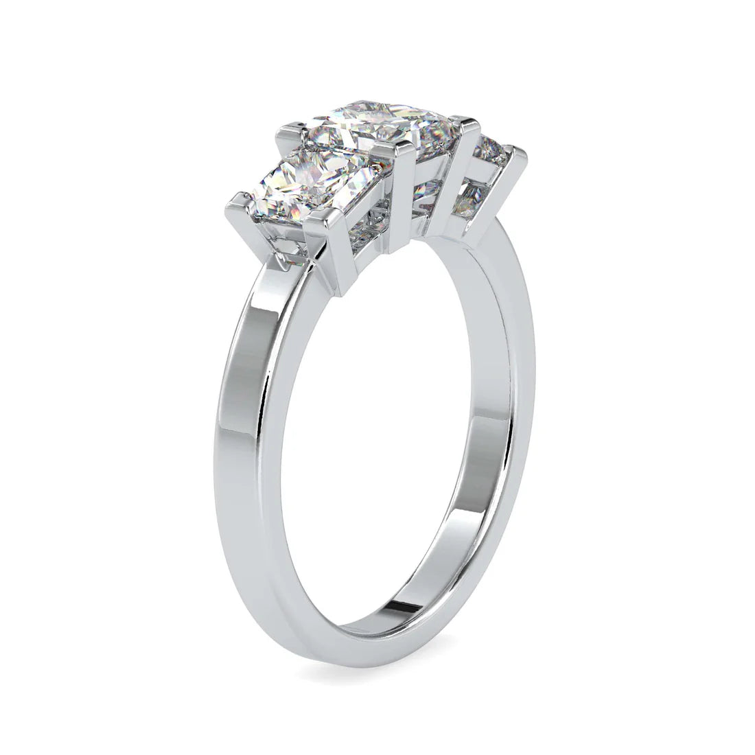 Bend Three Stone Lab Diamond Ring