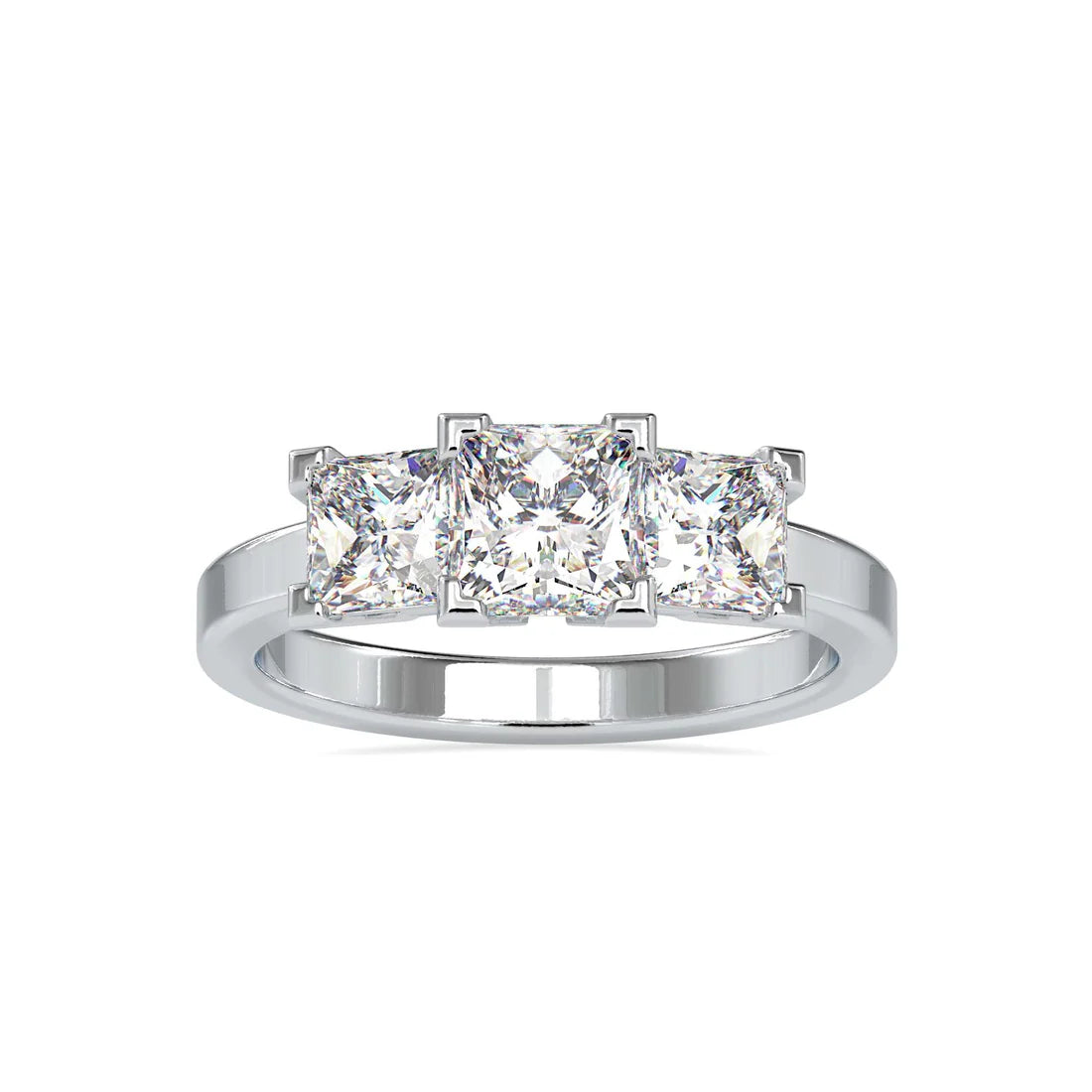 Bend Three Stone Lab Diamond Ring