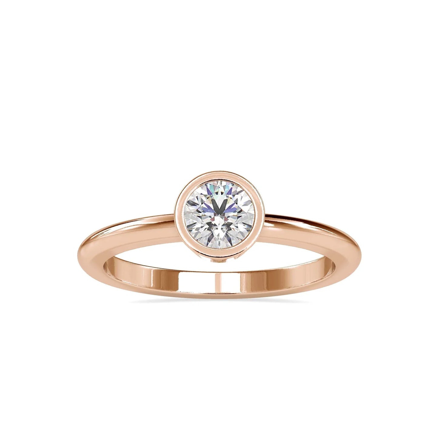 Bezel 0.55 Pointer Round Solitaire Engagement Lab Diamond Ring