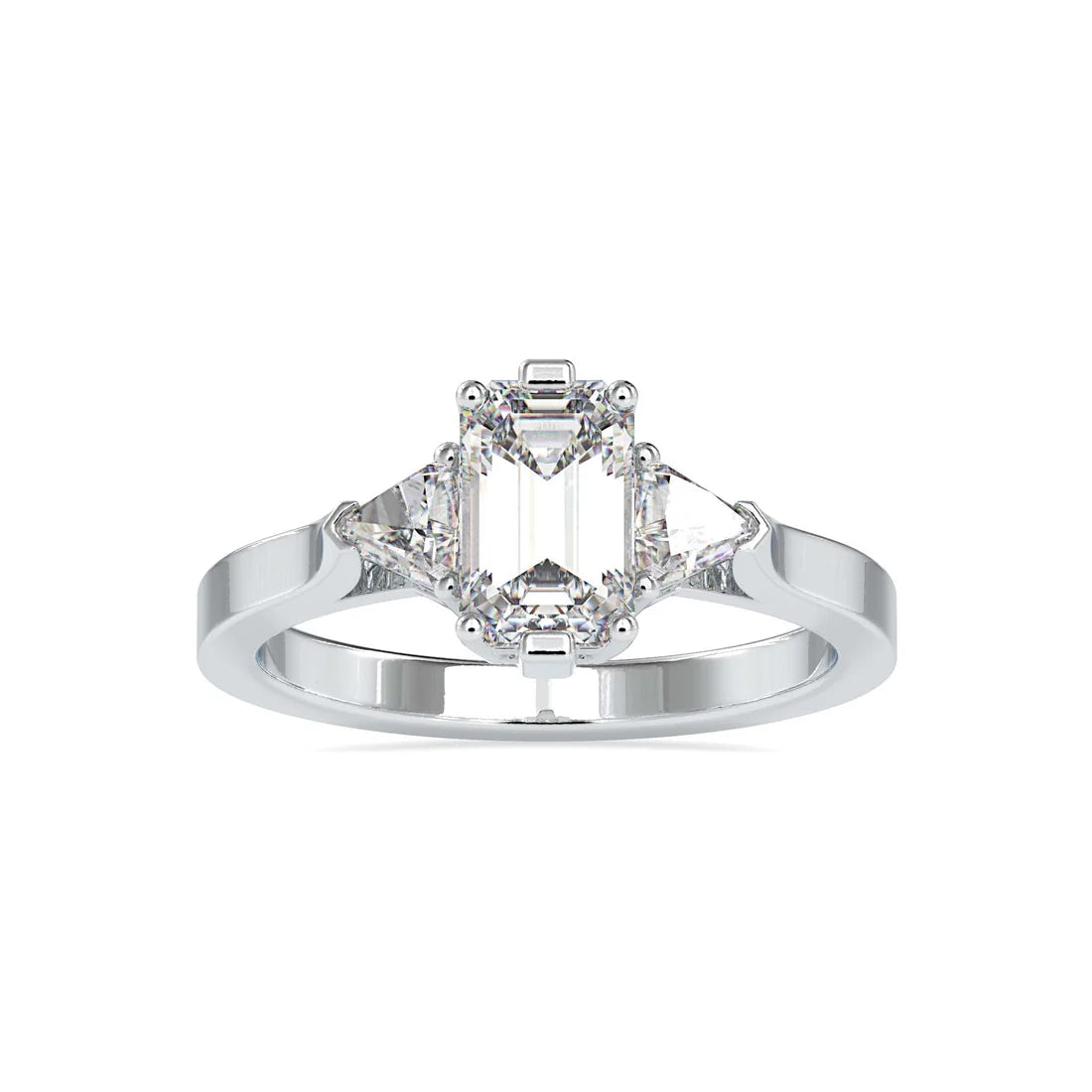 Peach Three Stone Lab Diamond Ring