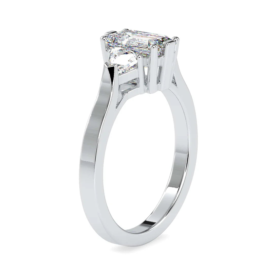 Peach Three Stone Lab Diamond Ring