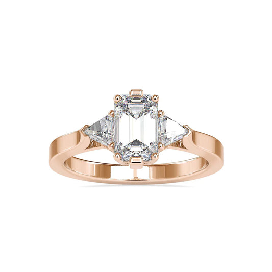 Peach Three Stone Lab Diamond Ring
