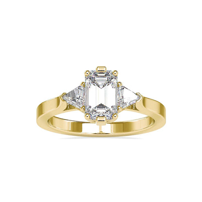 Peach Three Stone Lab Diamond Ring