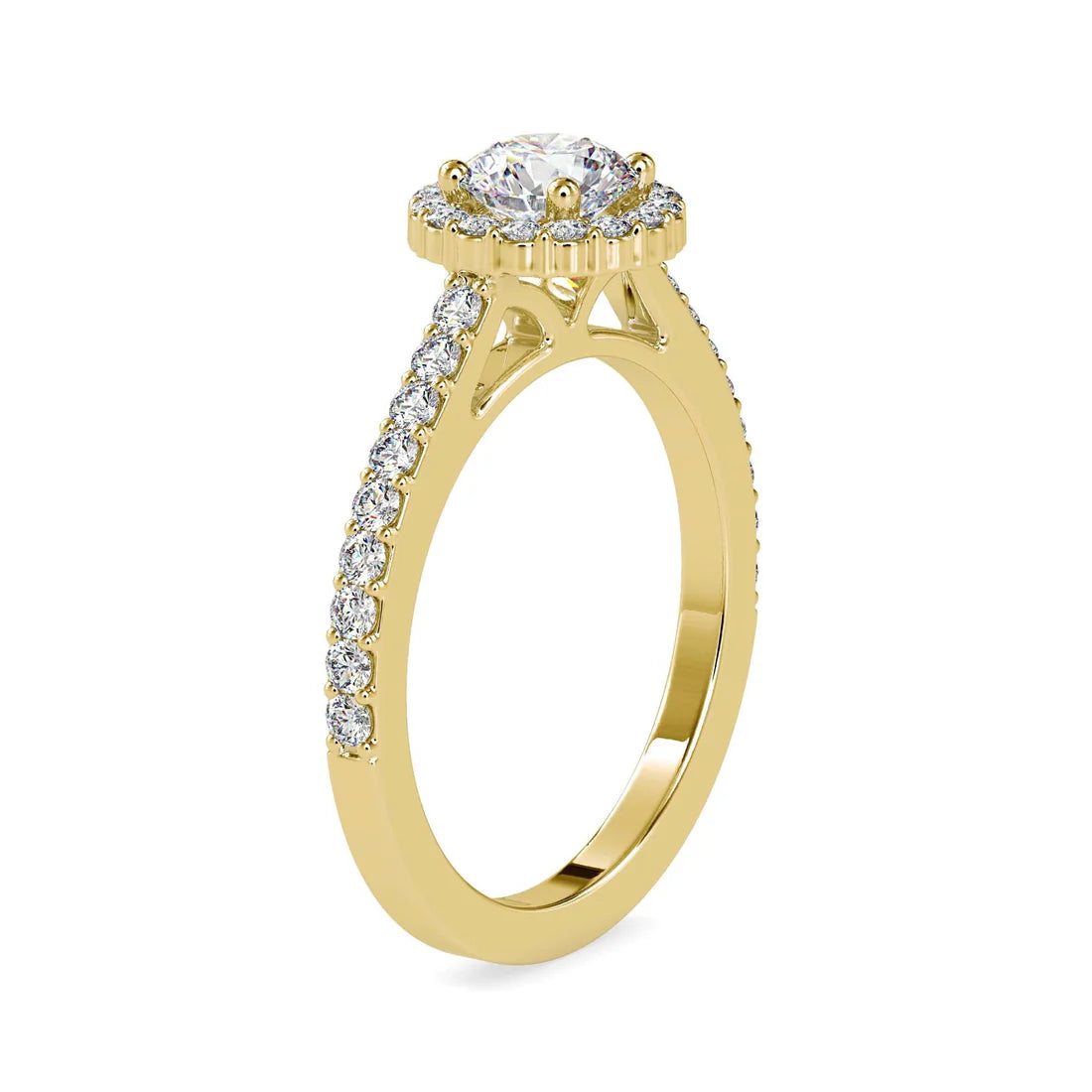 Soiree 0.55 Pointer Round Halo Lab Diamond Ring