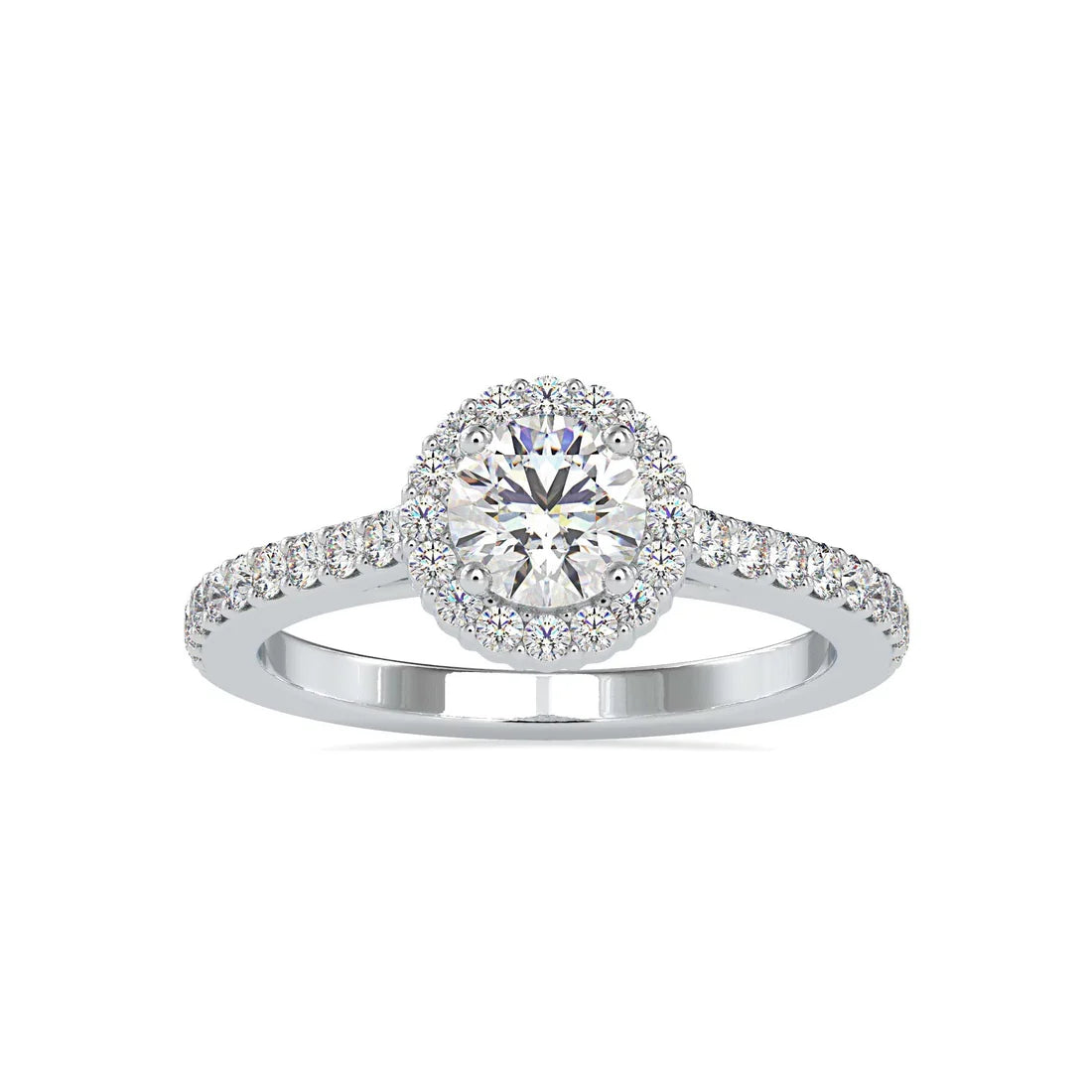 Soiree 0.55 Pointer Round Halo Lab Diamond Ring