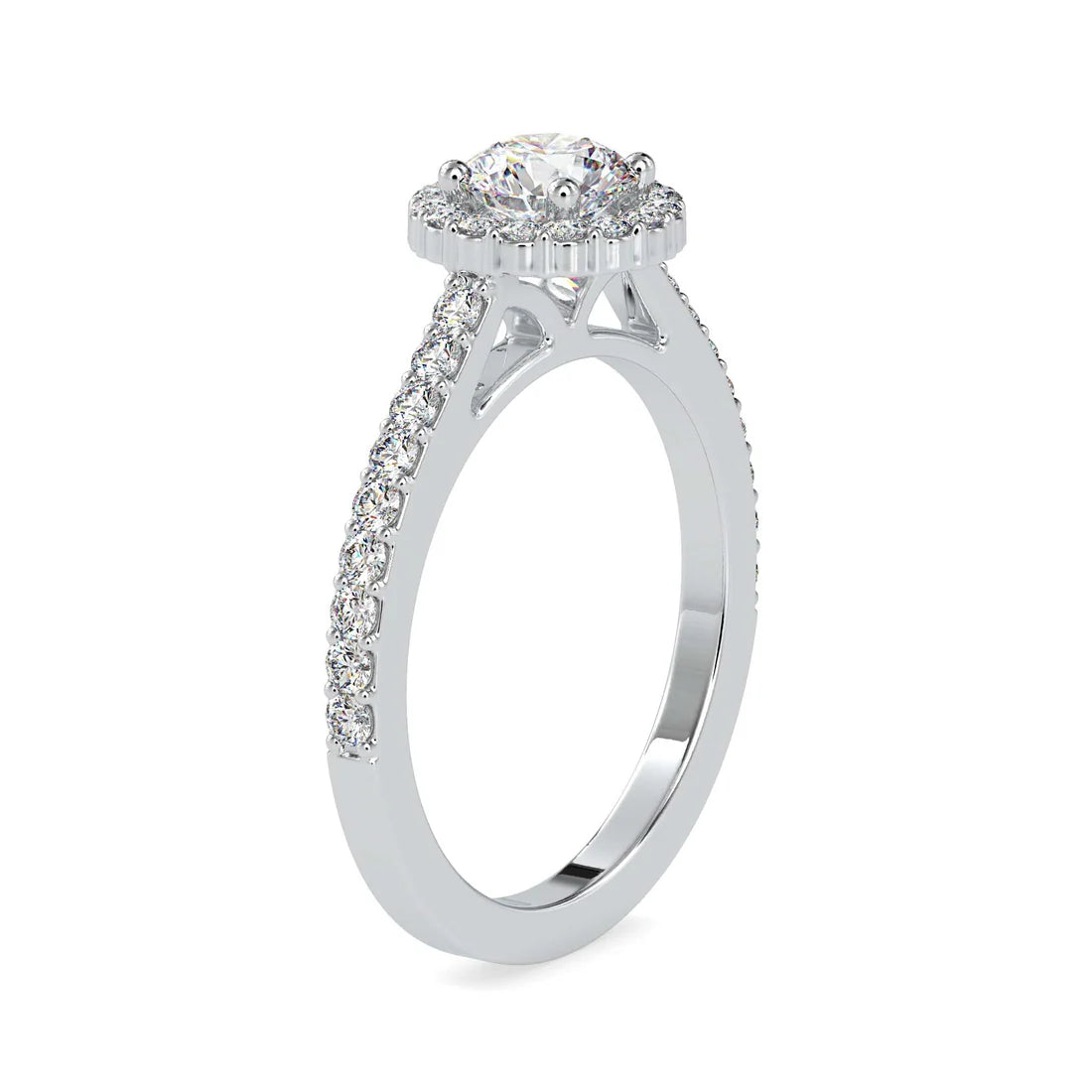 Soiree 0.55 Pointer Round Halo Lab Diamond Ring
