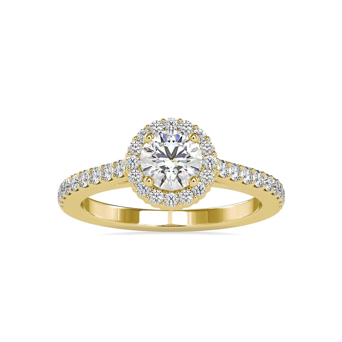 Soiree 0.55 Pointer Round Halo Lab Diamond Ring