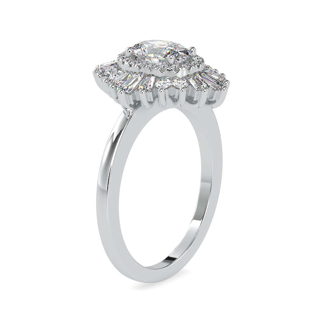 Slaying 0.75 Pointer Oval Halo Lab Diamond Ring