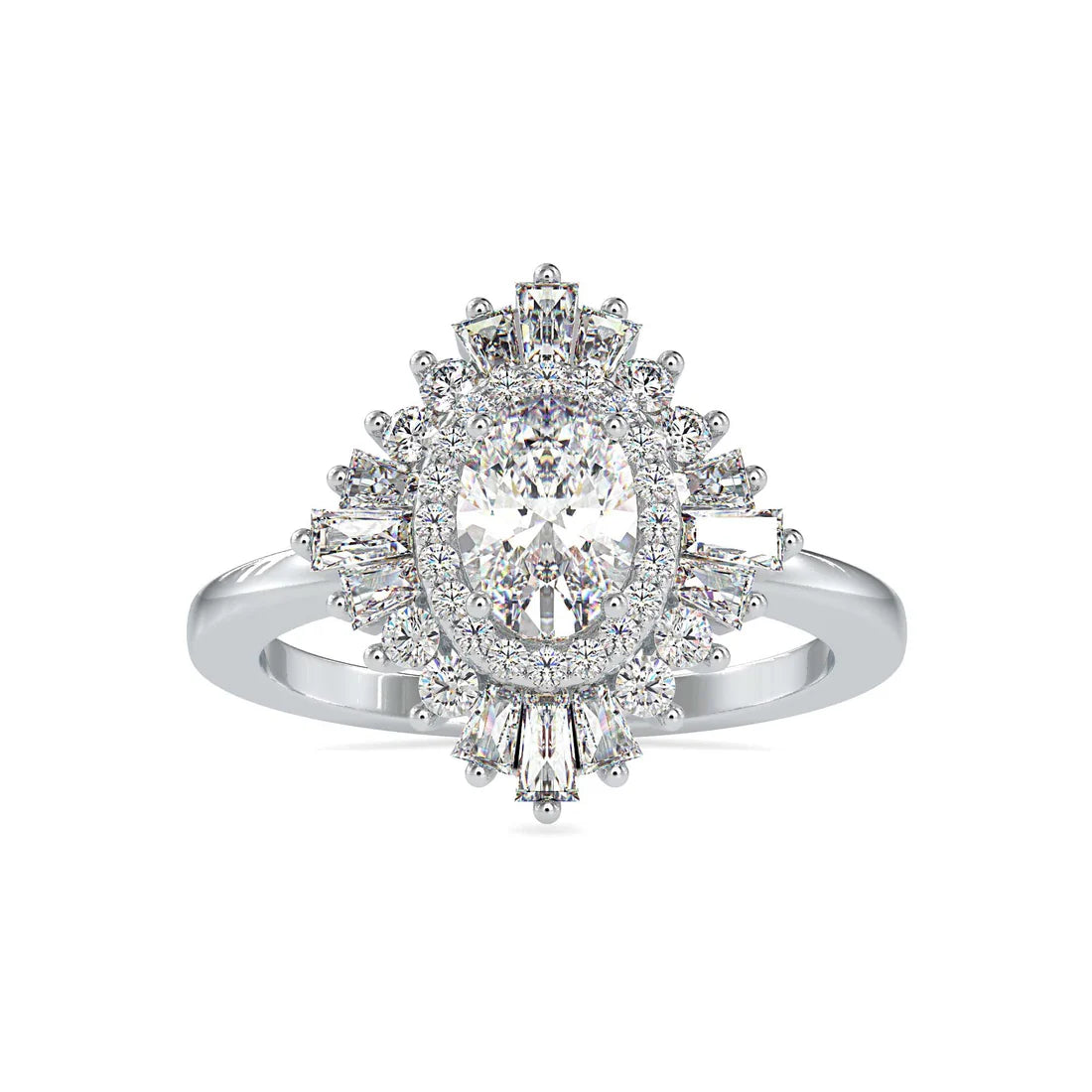 Slaying 0.75 Pointer Oval Halo Lab Diamond Ring