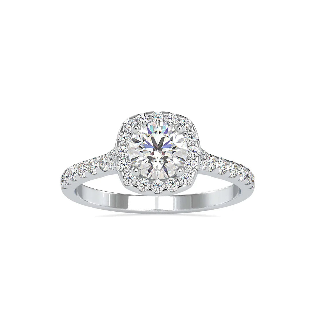 Gracy Halo 0.65 Pointer Round Lab Diamond Ring