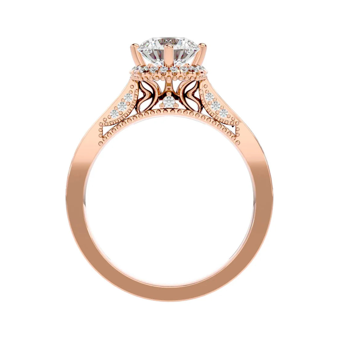 Jane 60 Pointer Round Halo Lab Diamond Ring