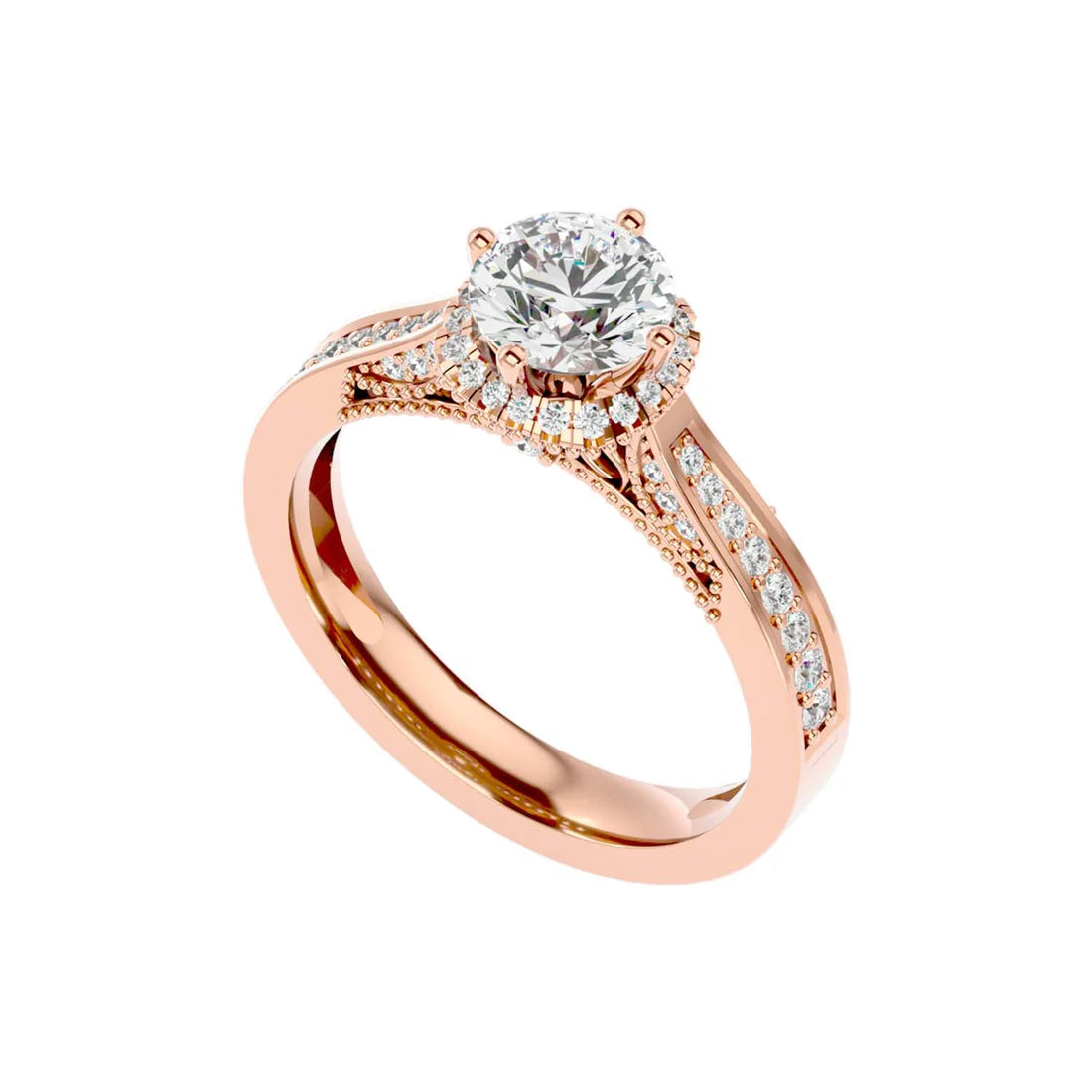Jane 60 Pointer Round Halo Lab Diamond Ring