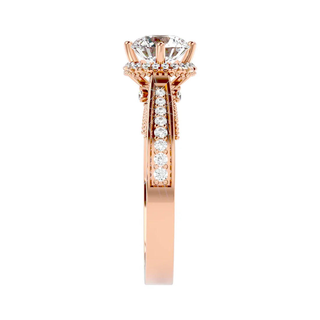 Jane 60 Pointer Round Halo Lab Diamond Ring