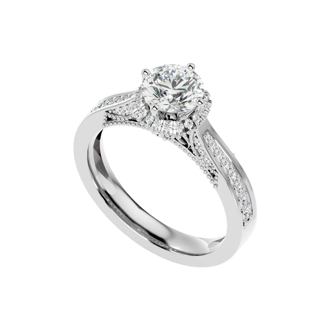 Jane 60 Pointer Round Halo Lab Diamond Ring