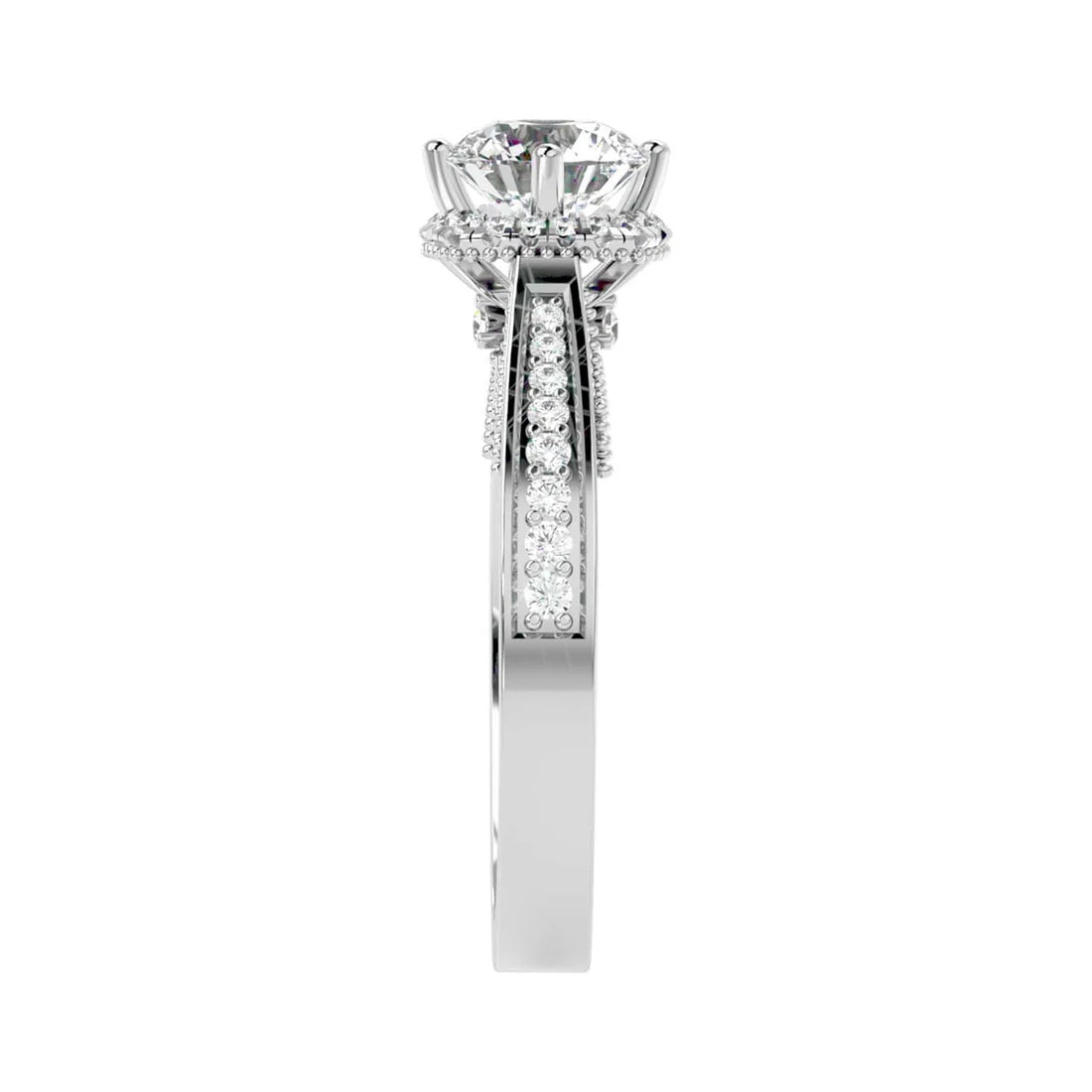 Jane 60 Pointer Round Halo Lab Diamond Ring
