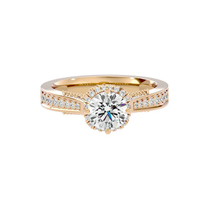 Jane 60 Pointer Round Halo Lab Diamond Ring