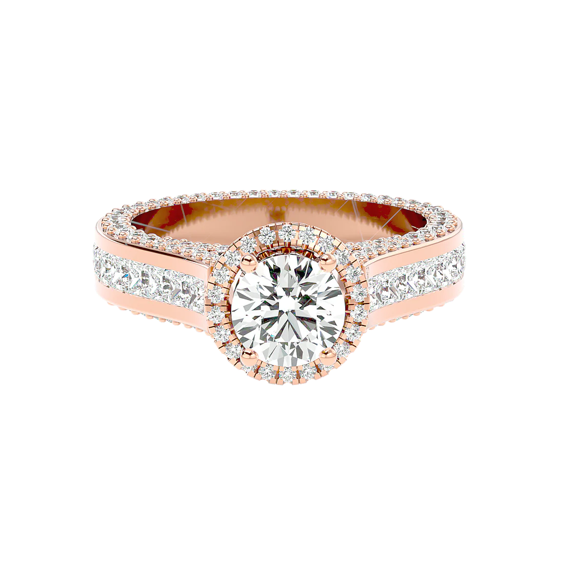 Geweldig 50 Pointer Round Halo Lab Diamond Ring
