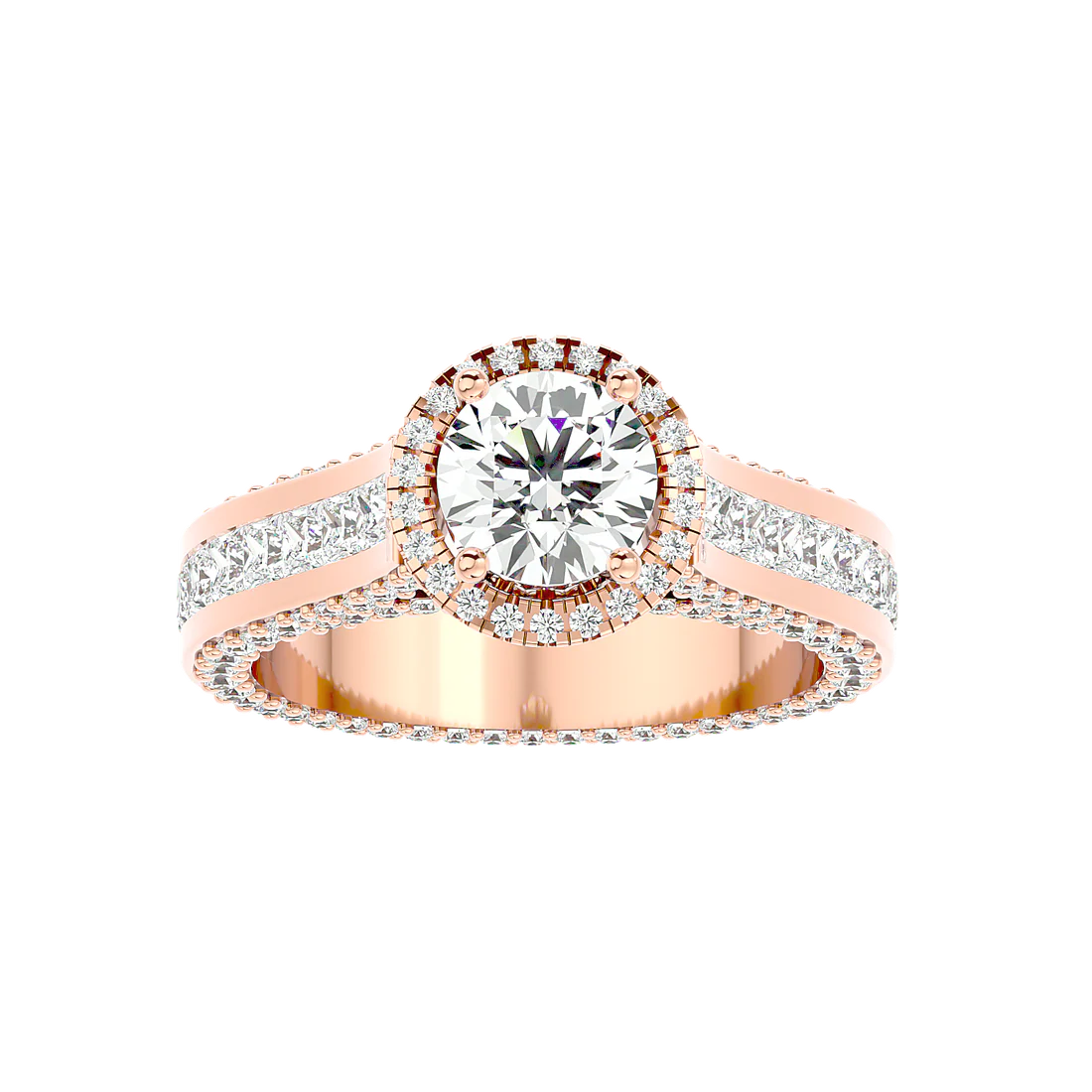 Geweldig 50 Pointer Round Halo Lab Diamond Ring