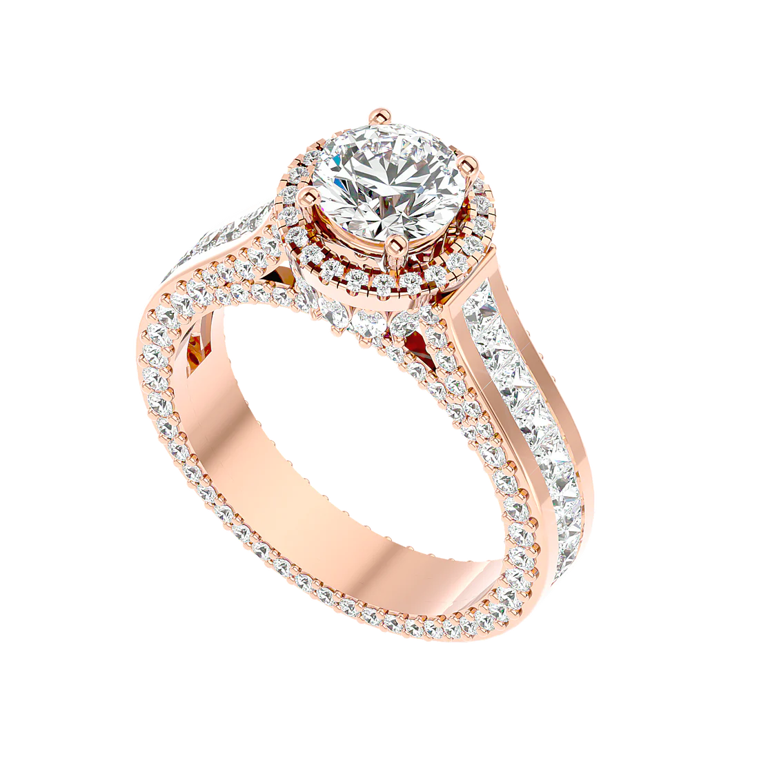 Geweldig 50 Pointer Round Halo Lab Diamond Ring