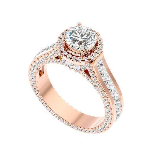 Geweldig 50 Pointer Round Halo Lab Diamond Ring