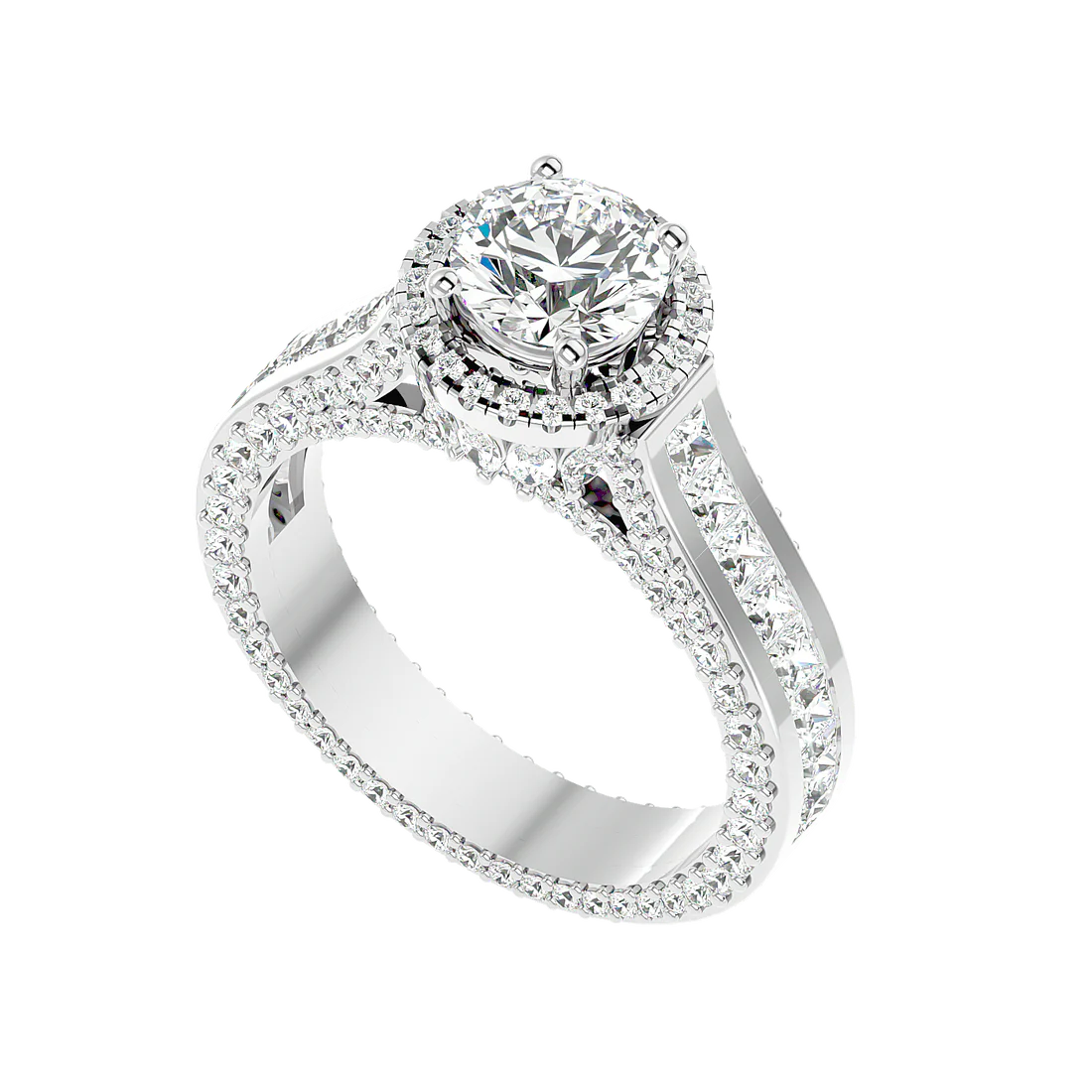 Geweldig 50 Pointer Round Halo Lab Diamond Ring
