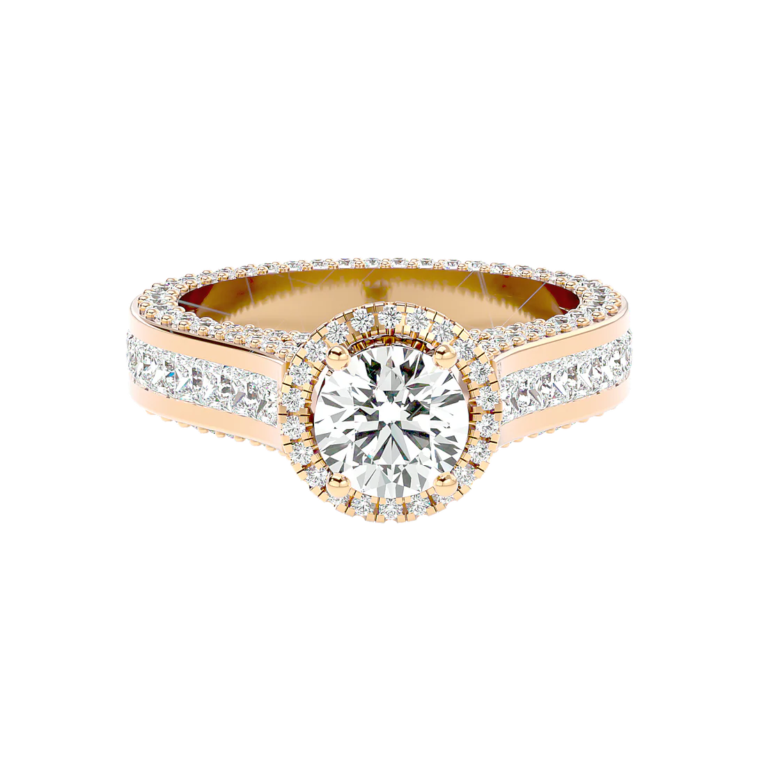 Geweldig 50 Pointer Round Halo Lab Diamond Ring