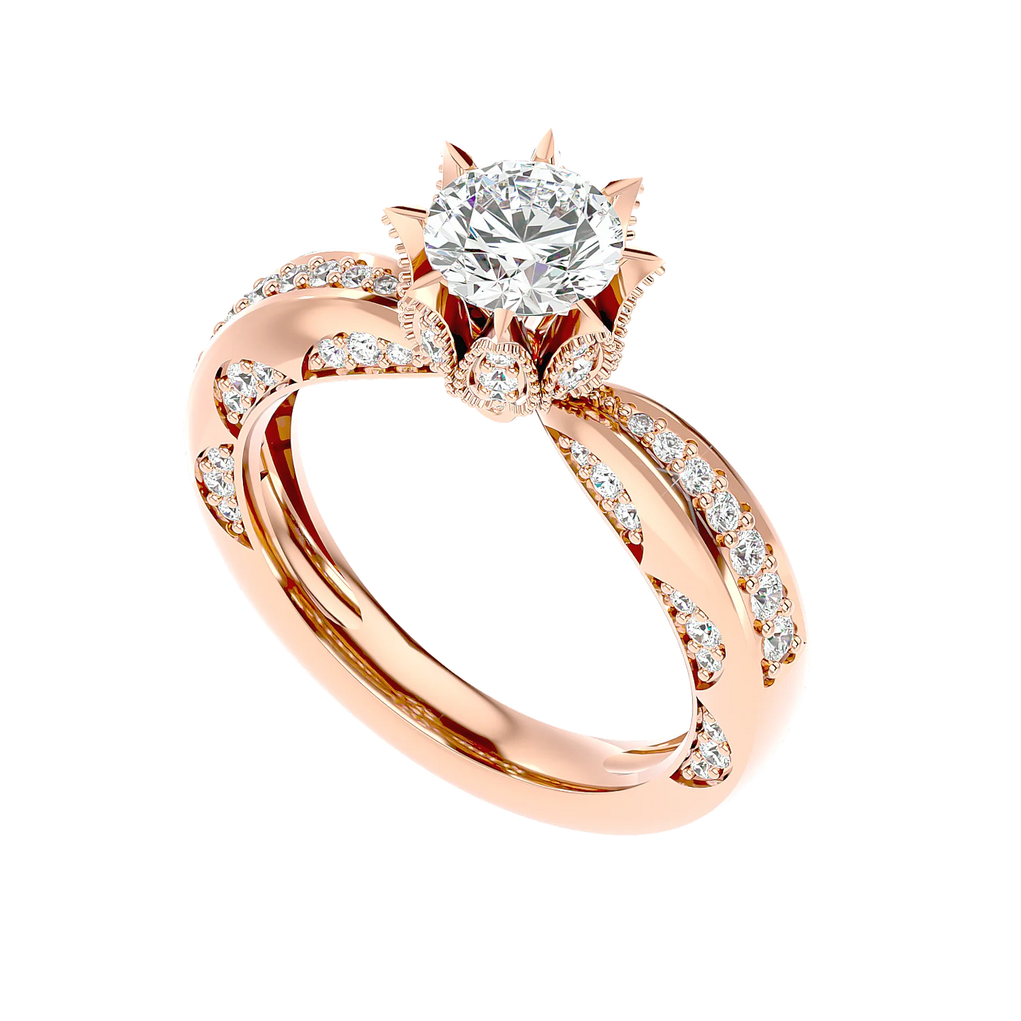 Floreale 50 Pointer Round Lab Diamond Ring