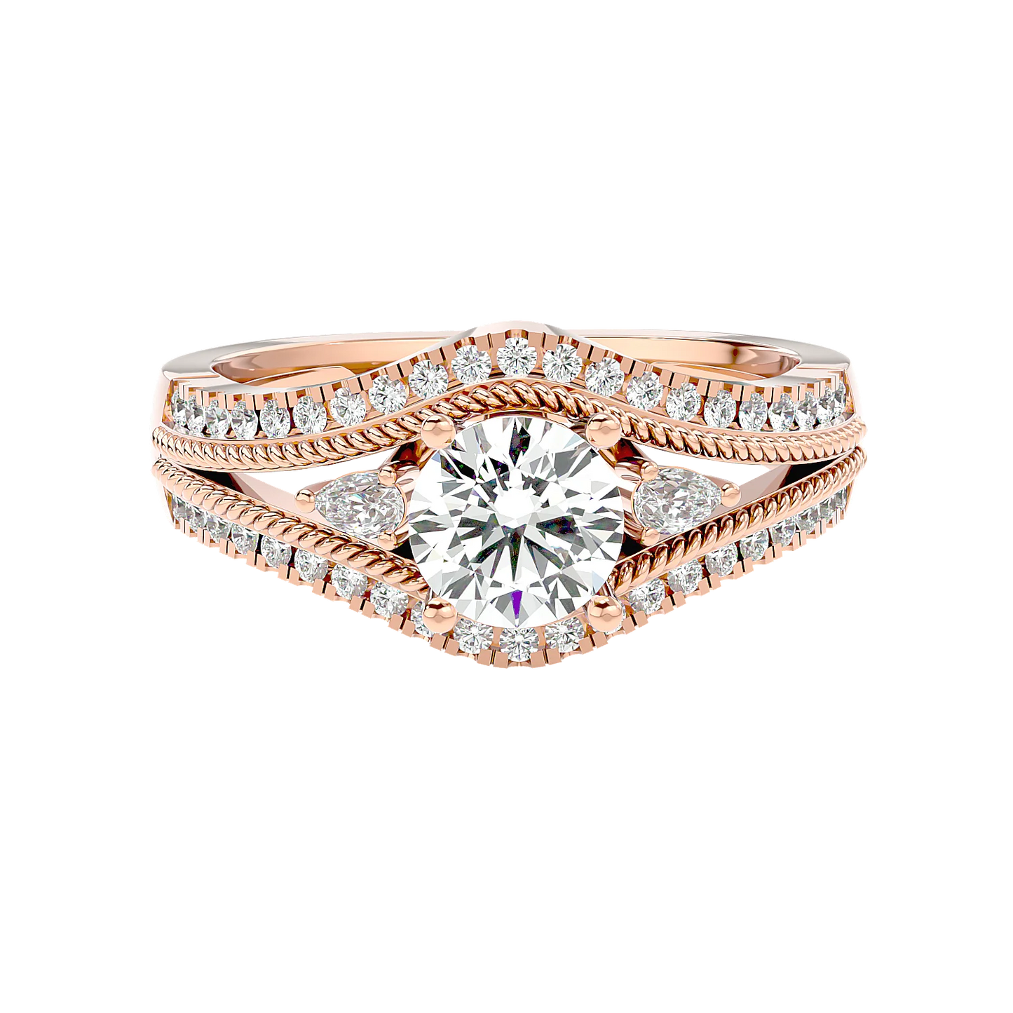 Auge 55 Pointer Round Lab Diamond Ring