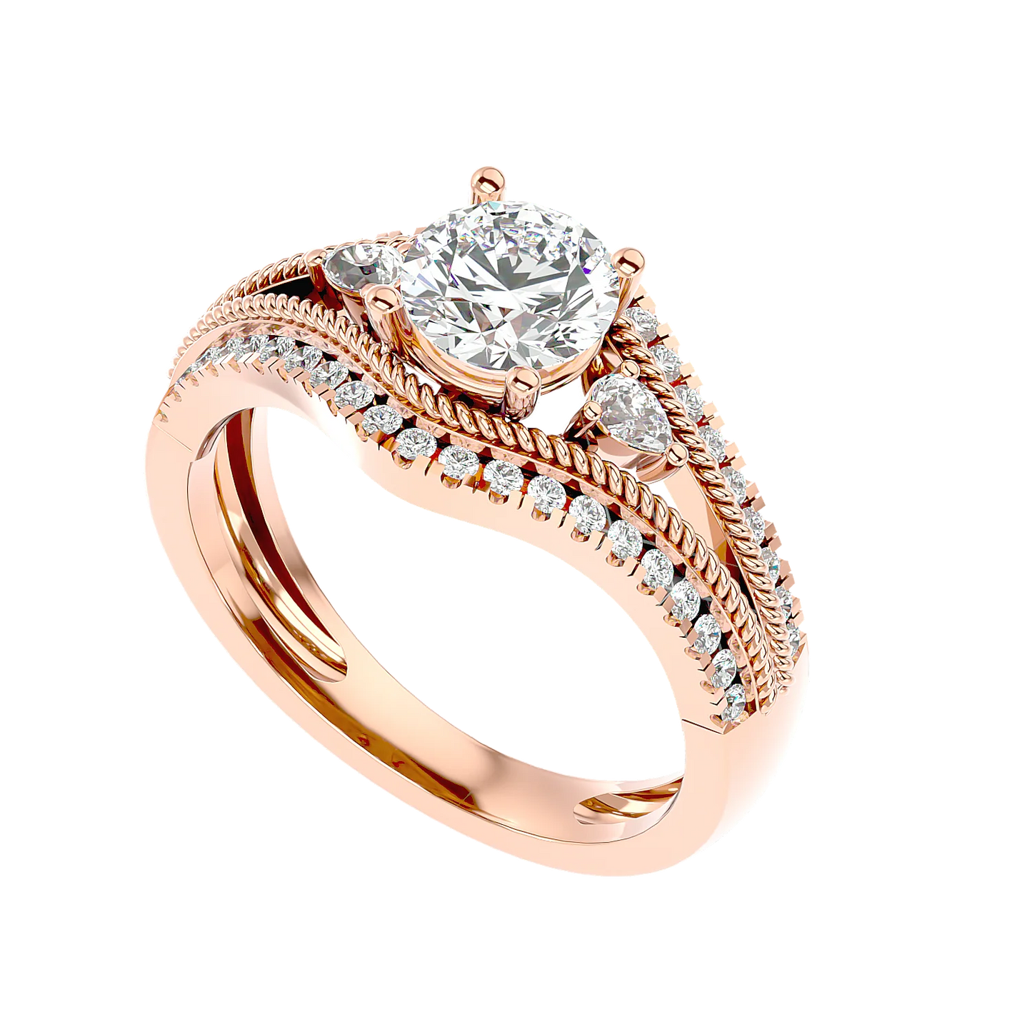Auge 55 Pointer Round Lab Diamond Ring