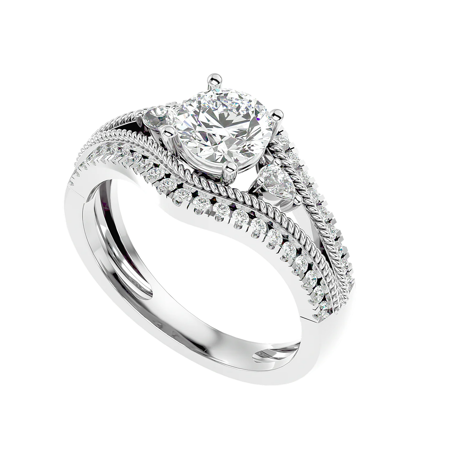 Auge 55 Pointer Round Lab Diamond Ring