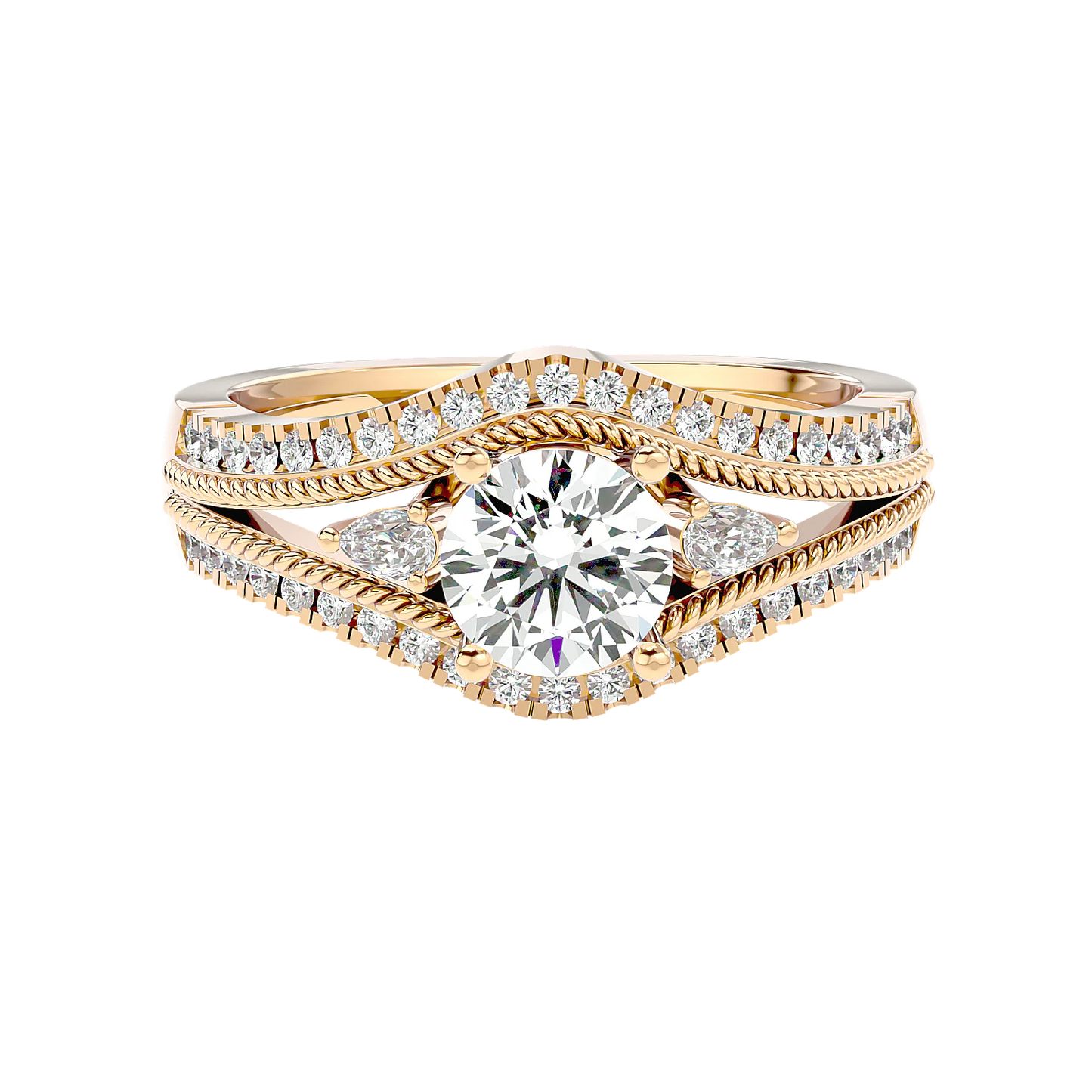 Auge 55 Pointer Round Lab Diamond Ring