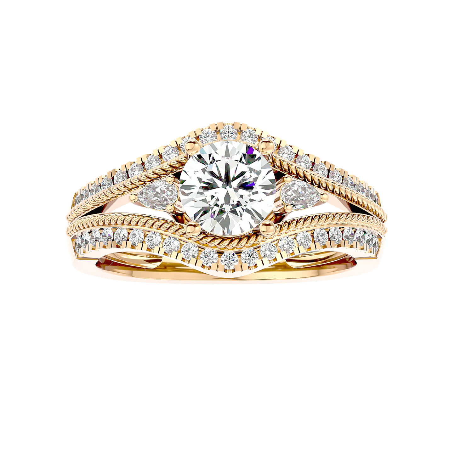 Auge 55 Pointer Round Lab Diamond Ring