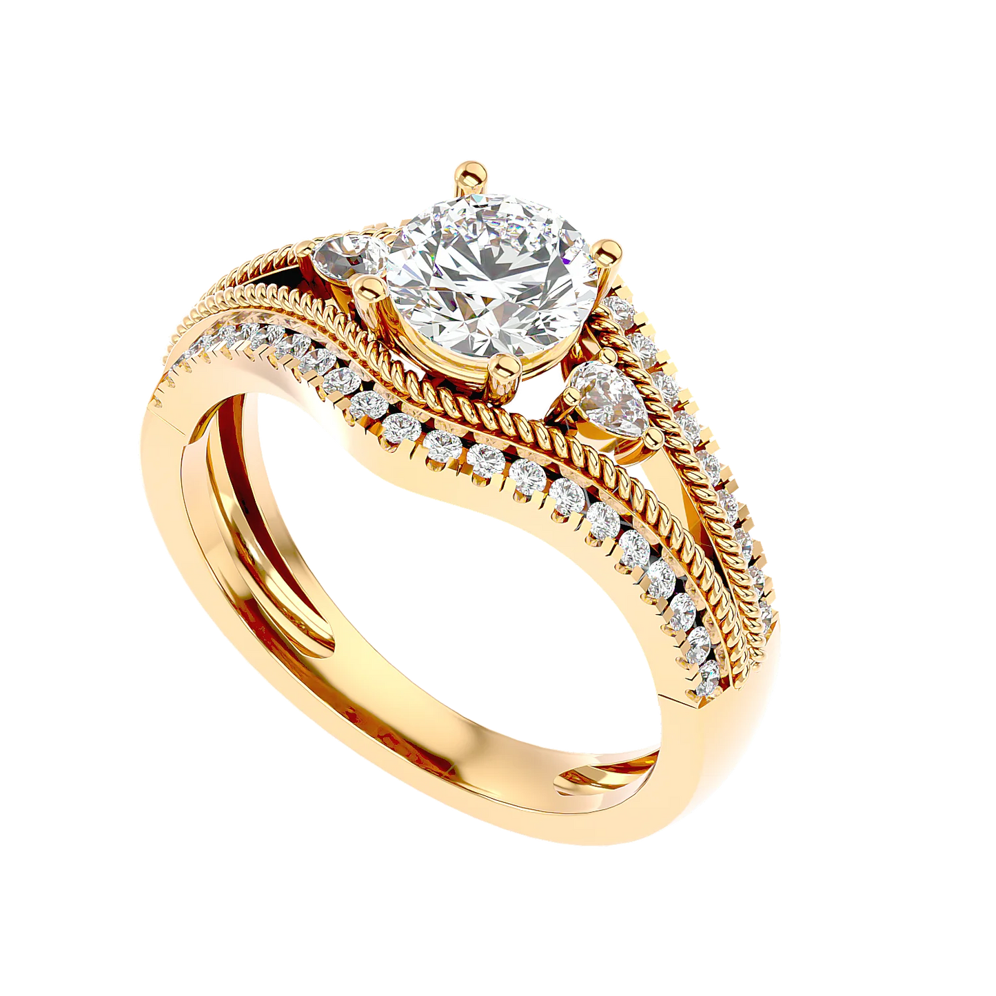 Auge 55 Pointer Round Lab Diamond Ring