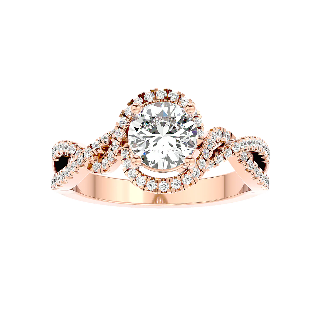 Twirl 69 Pointer Round Halo Lab Diamond Ring