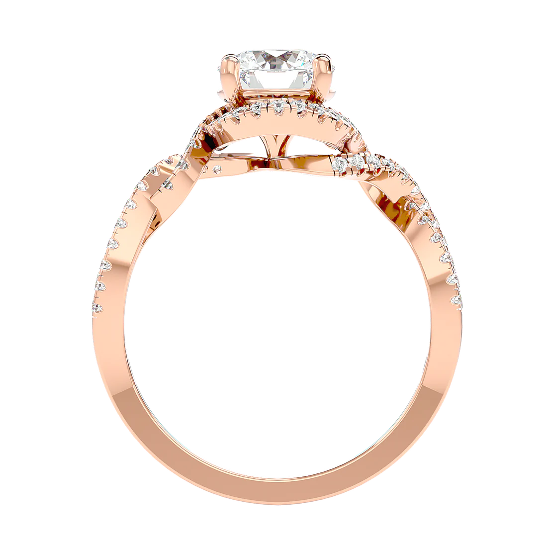 Twirl 69 Pointer Round Halo Lab Diamond Ring