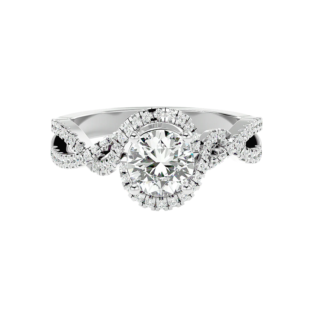 Twirl 69 Pointer Round Halo Lab Diamond Ring