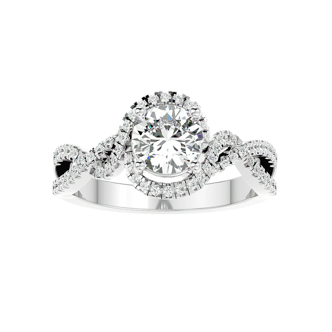 Twirl 69 Pointer Round Halo Lab Diamond Ring