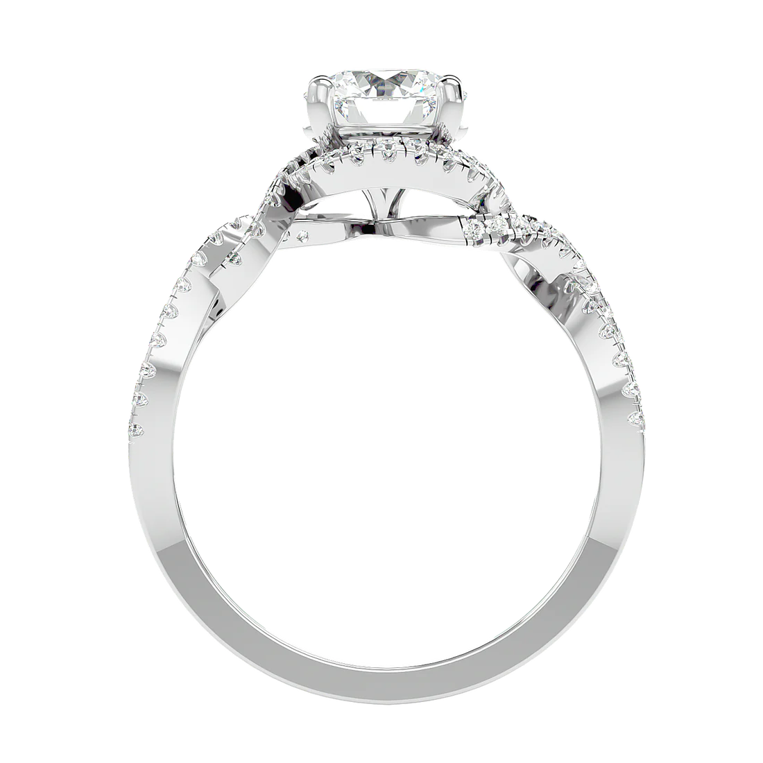 Twirl 69 Pointer Round Halo Lab Diamond Ring